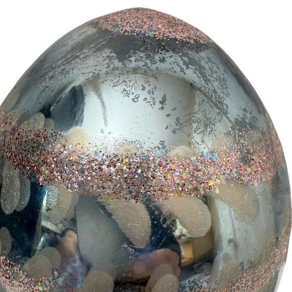 Pottery Barn Mercury Glass Egg Pedestal 8.5" high Pastel Blue Easter Decor - Picture 3 of 10